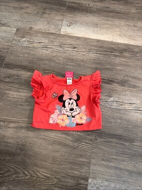 Disney Coral Minnie Mouse Ruffle Sleeve Tee